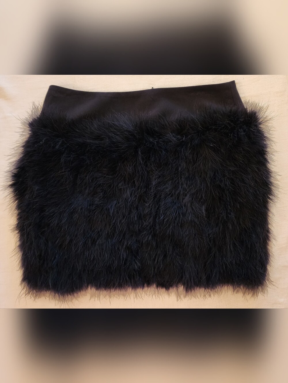 BCBGMaxAzria Michaela Black Real Feather Mini Skirt Size M